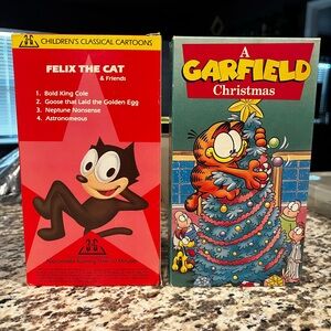 Felix the Cat and Garfield Christmas VHS Tapes 1980’s Vintage